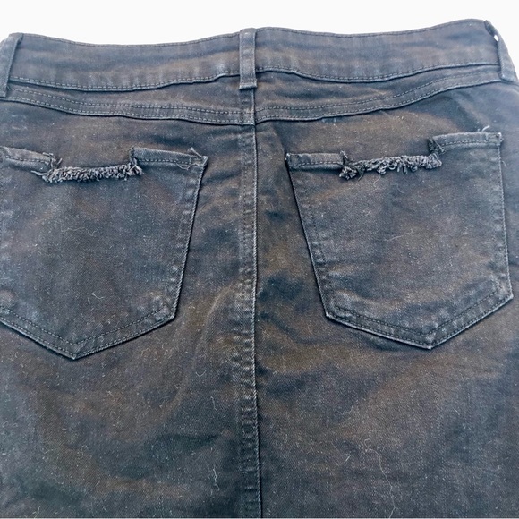 Rewash Mini Skirt Denim Button Fly Distressed Mini Skirt Black Raw Hem Size 9… - Picture 7 of 7